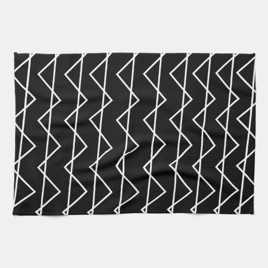 Trendy Modern Chevron Stripe Black en White Theedoek (Horizontaal)