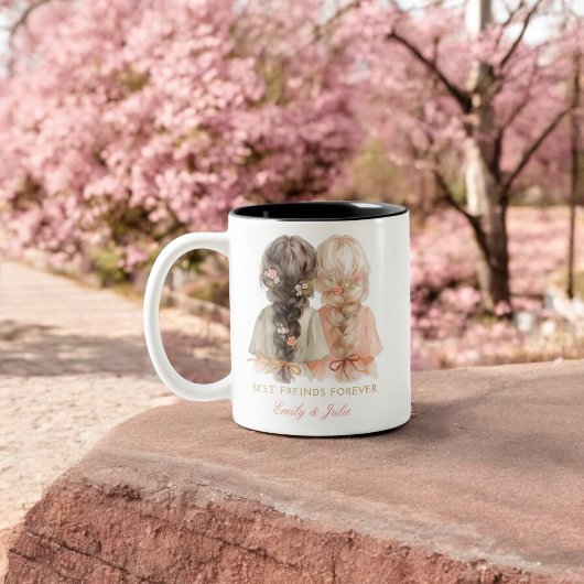 Trendy Modern Chic Beste Vrienden BFF Custom Photo Tweekleurige Koffiemok