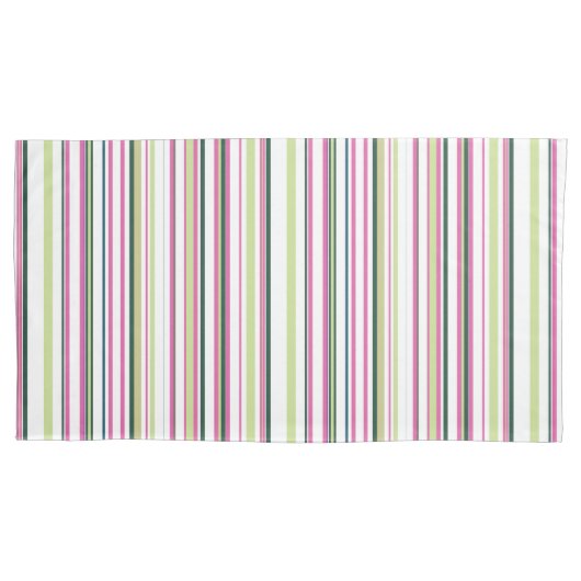 Trendy Modern Chic groen roze en witte strepen Kussensloop (Voorkant-Links)