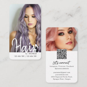 Trendy Modern chic Hair Stylish QR code foto Visitekaartje