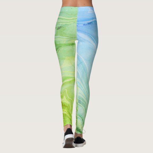 Trendy modern chique groen marmer leggings (Achterkant)