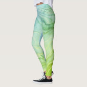 Trendy modern chique groen marmer leggings (Links)