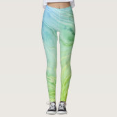Trendy modern chique groen marmer leggings (Voorkant)