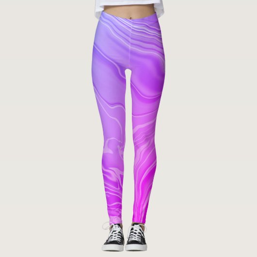 Trendy modern chique roze paarse marmer leggings (Voorkant)