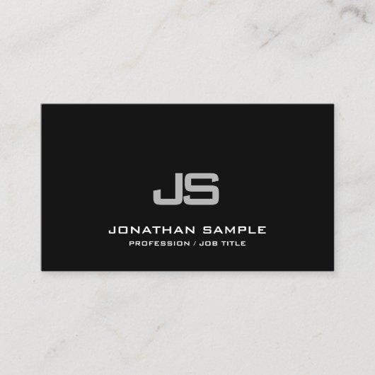 Trendy Modern Clean Elegant Monogrammed Plain Visitekaartje (Voorkant)