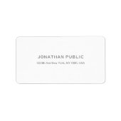 Trendy Modern Clean Elegant Sjabloon Wit Adres Etiket (Voorkant)