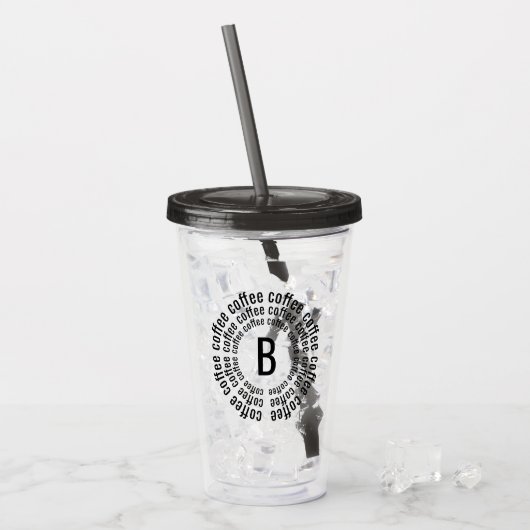 Trendy Modern Coffee Spiral | Monogram Acryl Drinkbeker (Voorkant ijs)