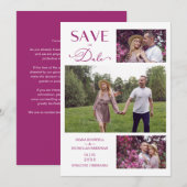 Trendy Modern Collage 3 Photos Wedding Save The Date (Voorkant / Achterkant)