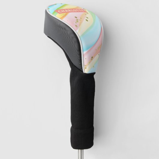 Trendy Modern Colorful Girly Persoonlijke naam Golfheadcover (Schuin)