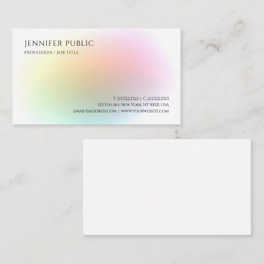 Trendy Modern Colorful Professional Elegant Visitekaartje (Voorkant / Achterkant)