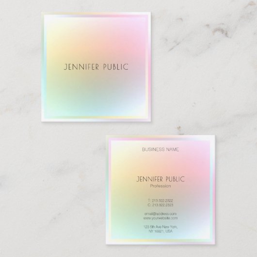 Trendy Modern Colorful Professional Sjabloon Vierkante Visitekaartje (Voorkant / Achterkant)