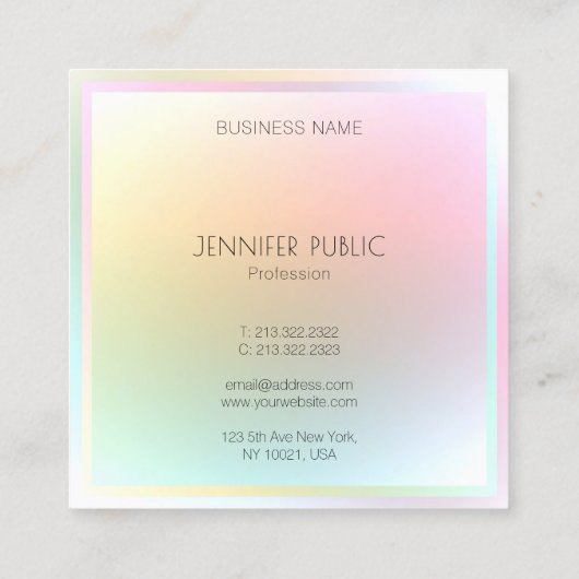 Trendy Modern Colorful Professional Sjabloon Vierkante Visitekaartje (Achterkant)