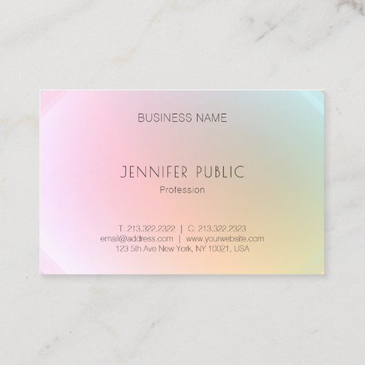 Trendy Modern Colorful Sjabloon Elegant Design Visitekaartje (Achterkant)