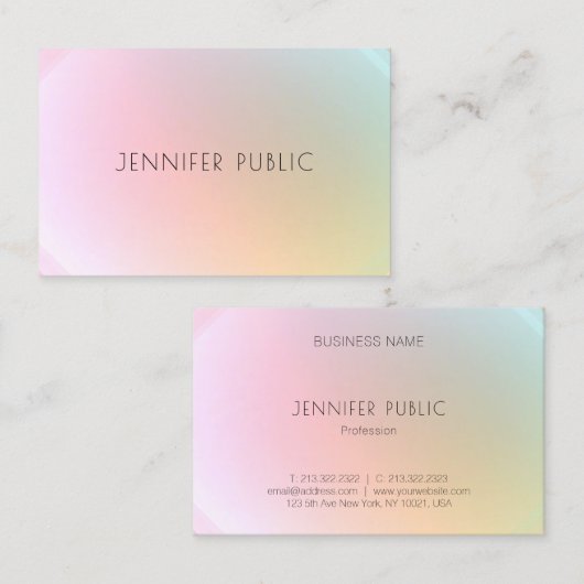 Trendy Modern Colorful Sjabloon Elegant Design Visitekaartje (Voorkant / Achterkant)