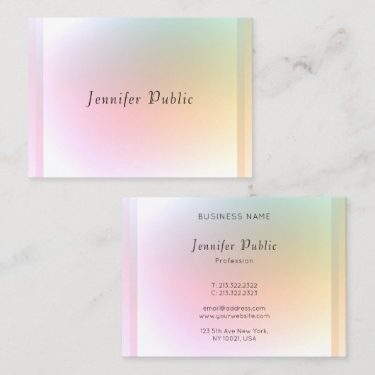 Trendy Modern Colorful Sjabloon Elegant Design Visitekaartje (Voorkant / Achterkant)