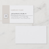 Trendy Modern Company Logo beige White Simple Visitekaartje (Voorkant / Achterkant)