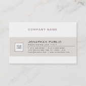 Trendy Modern Company Logo beige White Smart Plain Visitekaartje (Voorkant)