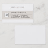 Trendy Modern Company Logo beige White Smart Plain Visitekaartje (Voorkant / Achterkant)