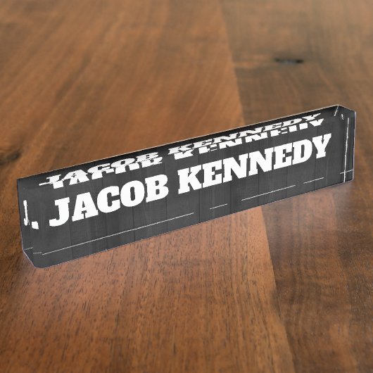 Trendy Modern Creative Bold Text Minimalist Grey Naambordje (Zijkant)