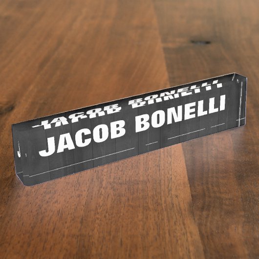 Trendy Modern Creative Bold Text Minimalist Grey Naambordje (Zijkant)