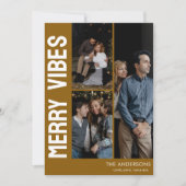 Trendy Modern Custom 3 Foto Vrolijke Vibes Feestdagenkaart (Voorkant)