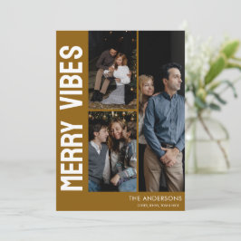 Trendy Modern Custom 3 Foto Vrolijke Vibes Feestdagenkaart