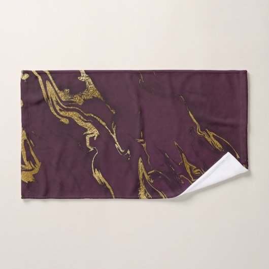 Trendy Modern Deep Paars en Gold Marble Bad Handdoek (Handdoek)