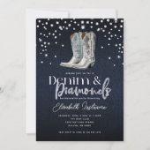 Trendy Modern Denim Diamonds Bachelorette Party Kaart (Voorkant)