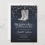 Trendy Modern Denim Diamonds Bachelorette Party Kaart (Voorkant)