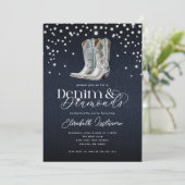 Trendy Modern Denim Diamonds Bachelorette Party Kaart (Staand voorkant)