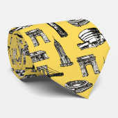 Trendy modern design stedenpatroon man geel stropdas (Opgerold)