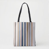 Trendy Modern Donkerblauw en Gouden Strepen Tote Bag (Voorkant)