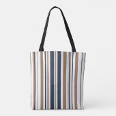 Trendy Modern Donkerblauw en Gouden Strepen Tote Bag (Achterkant)