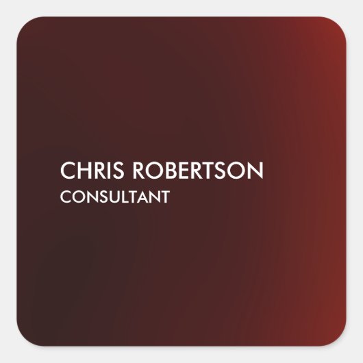 Trendy Modern Donkerrood Vierkante Sticker (Voorkant)