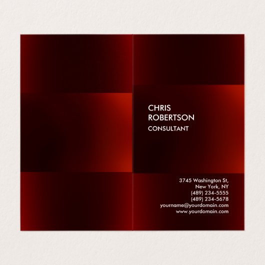 Trendy Modern Donkerrood Visitekaartje (Buitenkant ongevouwen)