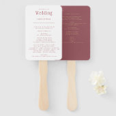 Trendy Modern Dusty Roos Pink Wedding Program Hand Handwaaier (Voorkant en achterkant)