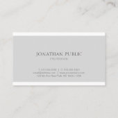 Trendy Modern Eenvoudig Elegant Grijs Wit Ontwerp Visitekaartje (Achterkant)