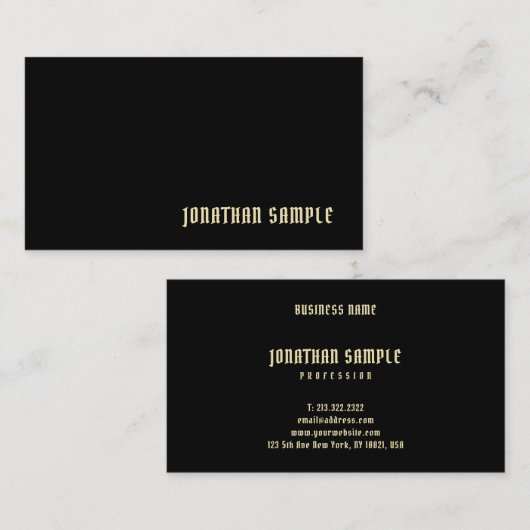 Trendy Modern Eenvoudig Ontwerp Elegant Zwart Goud Visitekaartje (Voorkant / Achterkant)