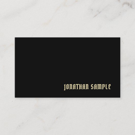 Trendy Modern Eenvoudig Ontwerp Elegant Zwart Goud Visitekaartje (Voorkant)