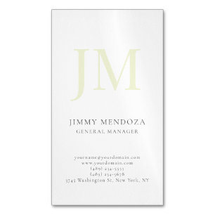 Trendy modern eenvoudig professioneel monogram magnetisch visitekaartje