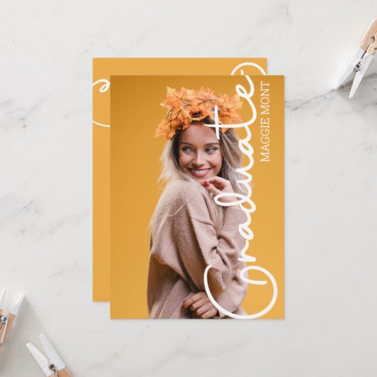 Trendy Modern Eenvoudig Script Foto Afstuderen Uit Kaart (Voorkant / Achterkant in situ)