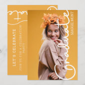 Trendy Modern Eenvoudig Script Foto Afstuderen Uit Kaart (Voorkant / Achterkant)