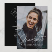 Trendy Modern Eenvoudig Script Foto Graduation Par Kaart (Voorkant / Achterkant)