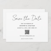 Trendy Modern Eenvoudig Zwart En Wit Handgeschreve Save The Date (Voorkant / Achterkant)