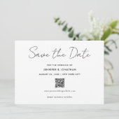 Trendy Modern Eenvoudig Zwart-Wit Handgeschreven Save The Date (Staand voorkant)
