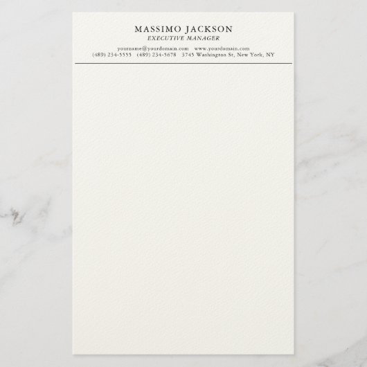 Trendy Modern Eenvoudig Zwart & Wit Professioneel Briefpapier (Voorkant)