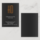 Trendy modern effen zwart grijs sinaasappel monogr visitekaartje (Voorkant / Achterkant)