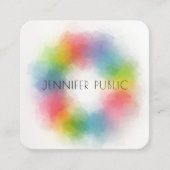 Trendy Modern Elegant Abstracte regenboogkleuren Vierkante Visitekaartje (Voorkant)