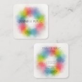 Trendy Modern Elegant Abstracte regenboogkleuren Vierkante Visitekaartje (Voorkant / Achterkant)
