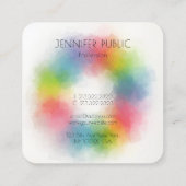 Trendy Modern Elegant Abstracte regenboogkleuren Vierkante Visitekaartje (Achterkant)